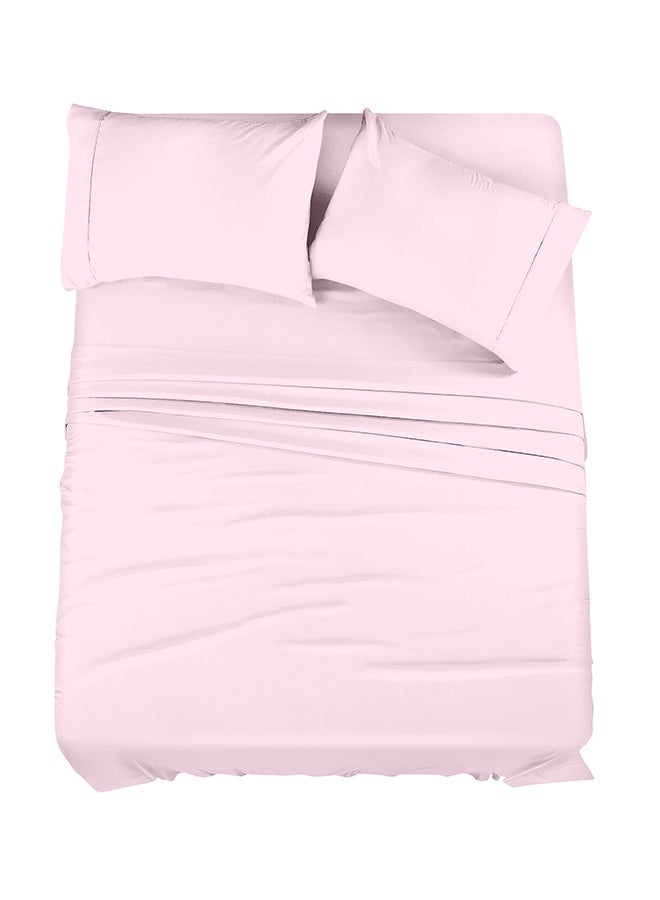 CASAVIA 4-Piece 400 Thread Count 100% Cotton Solid Luxury Twin XL Bed Sheet Set Includes 1xFitted Sheet 39x80+14 inch 2xPillow Cover 20x30 inch 1xFlat Sheet Cotton Cotton Pink 66x102inch  - Image 1
