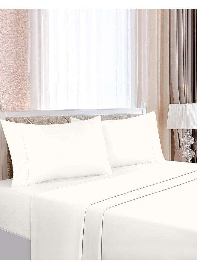 CASAVIA - 4-Piece 400 Thread Count 100% Cotton Solid Luxury Twin XL Bed Sheet Set Includes 1xFitted Sheet 39x80+14 inch 2xPillow Cover 20x30 inch 1xFlat Sheet Cotton Cotton Cream 66x102inch - Image 1