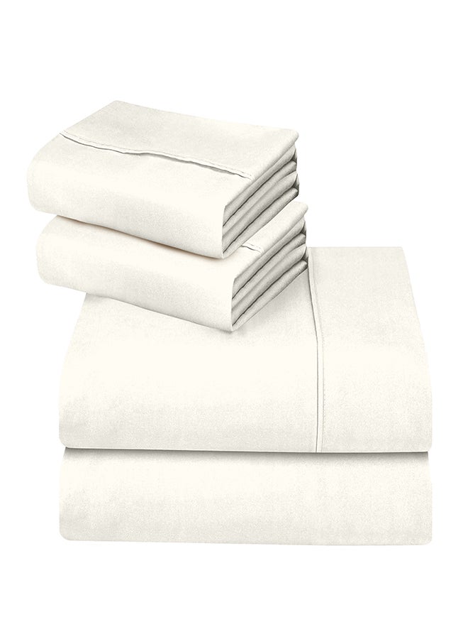 CASAVIA - 4-Piece 400 Thread Count 100% Cotton Solid Luxury Twin XL Bed Sheet Set Includes 1xFitted Sheet 39x80+14 inch 2xPillow Cover 20x30 inch 1xFlat Sheet Cotton Cotton Cream 66x102inch - Image 1