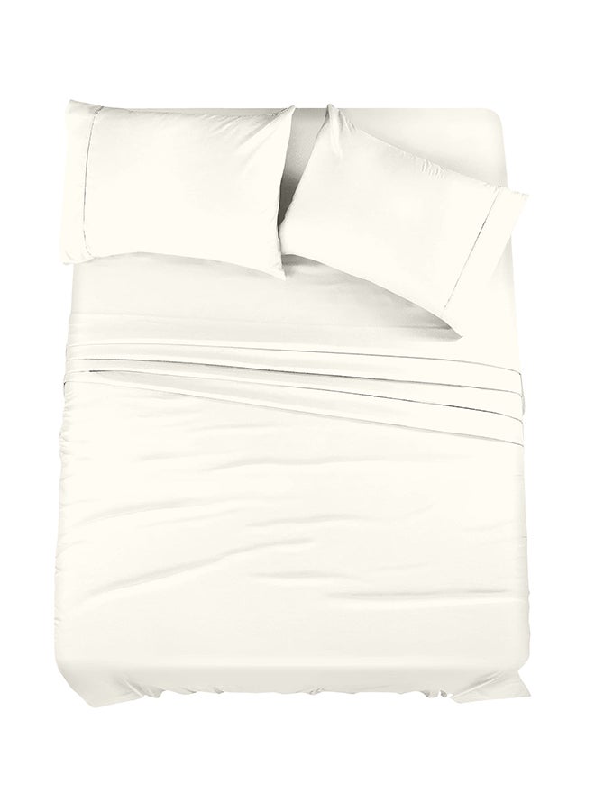 CASAVIA - 4-Piece 400 Thread Count 100% Cotton Solid Luxury Twin XL Bed Sheet Set Includes 1xFitted Sheet 39x80+14 inch 2xPillow Cover 20x30 inch 1xFlat Sheet Cotton Cotton Cream 66x102inch - Image 1