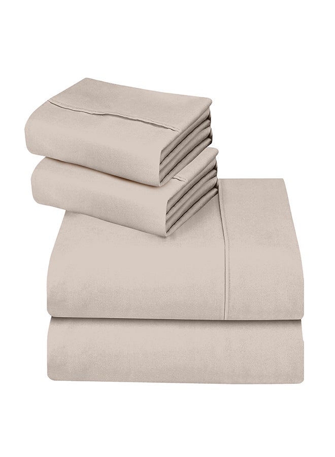 CASAVIA 4-Piece 400 Thread Count 100% Cotton Solid Luxury Twin XL Bed Sheet Set Includes 1xFitted Sheet 39x80+14 inch 2xPillow Cover 20x30 inch 1xFlat Sheet Cotton Cotton Taupe 66x102inch  - Image 4