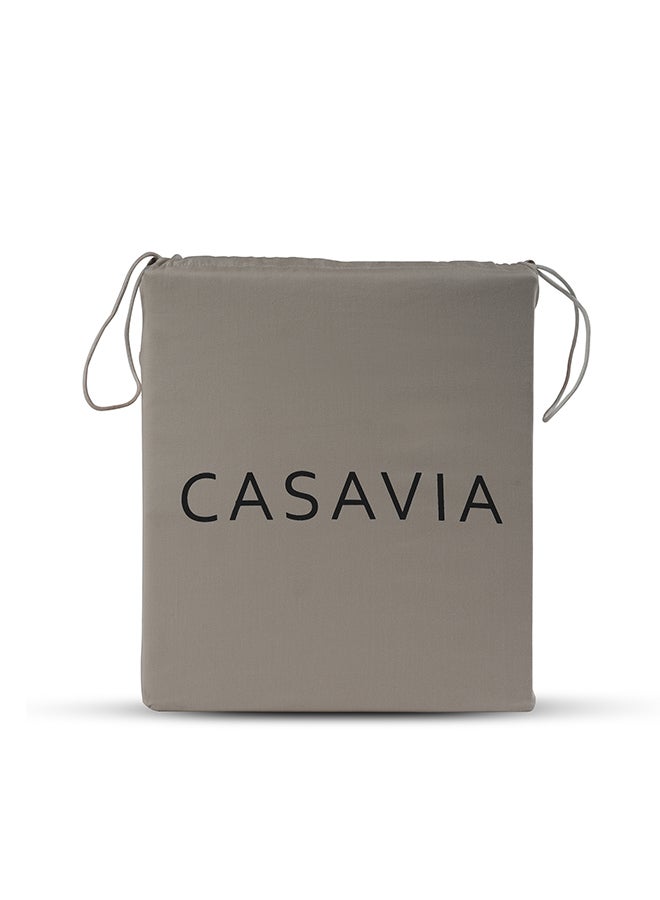 CASAVIA 4-Piece 400 Thread Count 100% Cotton Solid Luxury Twin XL Bed Sheet Set Includes 1xFitted Sheet 39x80+14 inch 2xPillow Cover 20x30 inch 1xFlat Sheet Cotton Cotton Taupe 66x102inch  - Image 5