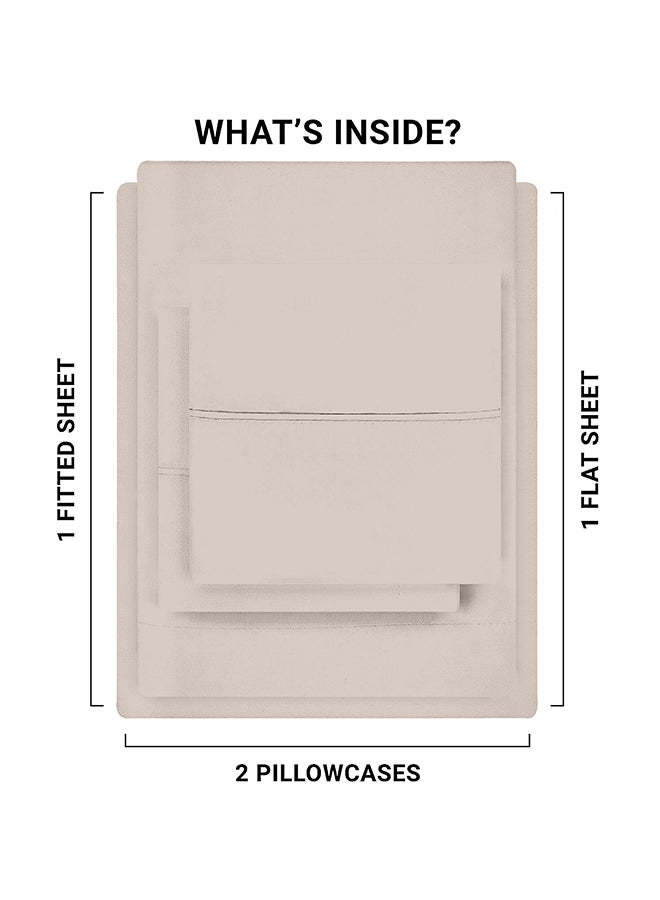 CASAVIA 4-Piece 400 Thread Count 100% Cotton Solid Luxury Twin XL Bed Sheet Set Includes 1xFitted Sheet 39x80+14 inch 2xPillow Cover 20x30 inch 1xFlat Sheet Cotton Cotton Taupe 66x102inch  - Image 3