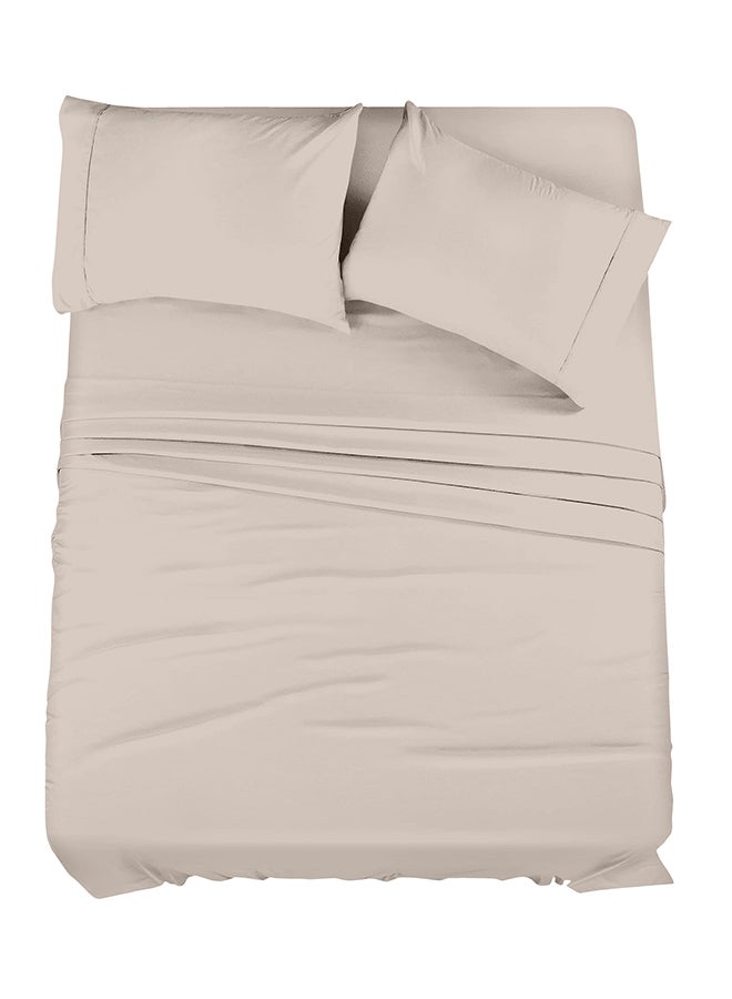 CASAVIA 4-Piece 400 Thread Count 100% Cotton Solid Luxury Twin XL Bed Sheet Set Includes 1xFitted Sheet 39x80+14 inch 2xPillow Cover 20x30 inch 1xFlat Sheet Cotton Cotton Taupe 66x102inch  - Image 1