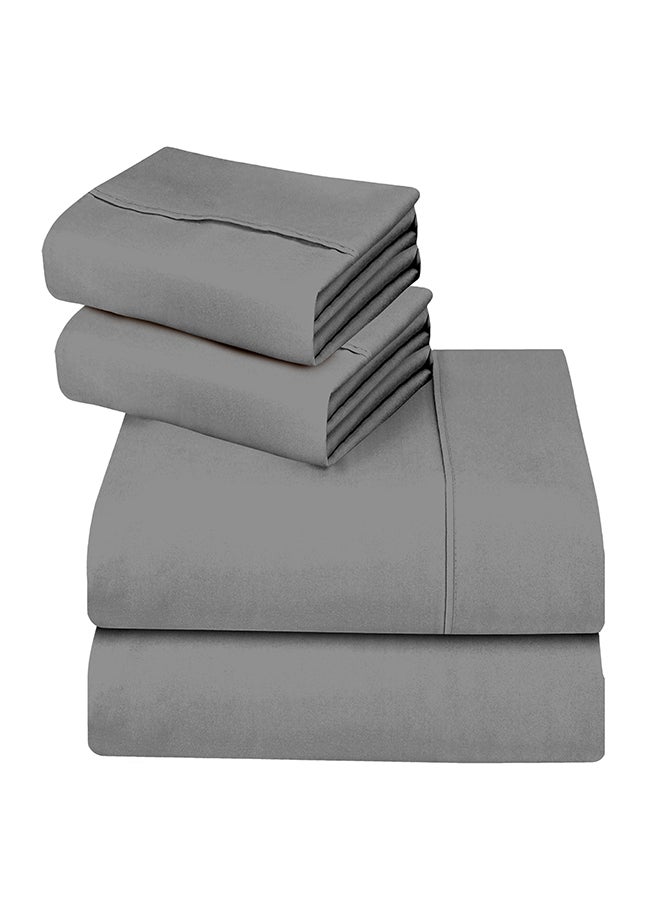 CASAVIA 4-Piece 400 Thread Count 100% Cotton Solid Luxury Twin XL Bed Sheet Set Includes 1xFitted Sheet 39x80+14 inch 2xPillow Cover 20x30 inch 1xFlat Sheet Cotton Cotton Grey 66x102inch  - Image 4