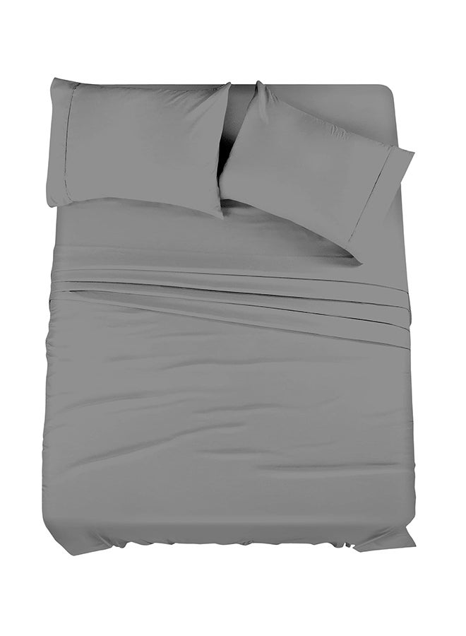 CASAVIA 4-Piece 400 Thread Count 100% Cotton Solid Luxury Twin XL Bed Sheet Set Includes 1xFitted Sheet 39x80+14 inch 2xPillow Cover 20x30 inch 1xFlat Sheet Cotton Cotton Grey 66x102inch  - Image 1