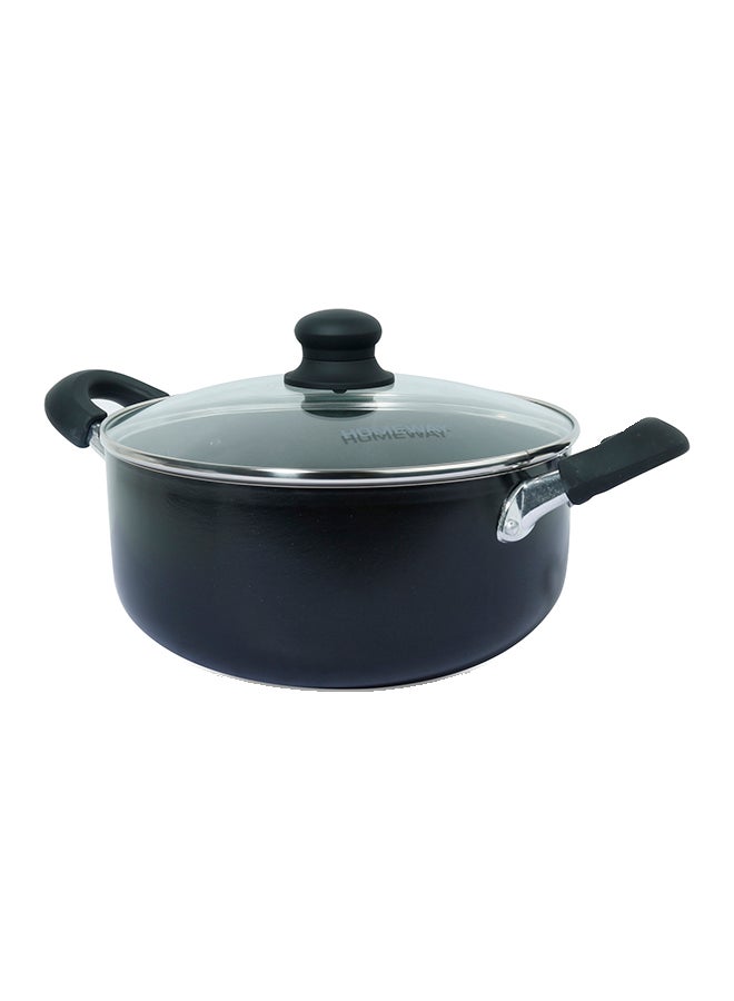 Homeway - Aluminium Casserole With Lid Black/Clear/Silver 26cmcm - Image 1