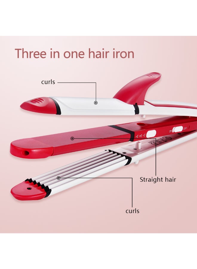 Sunhome 3-In-1 Hair Curler With Crimper And Straightener White/Red 350mm  - Image 4