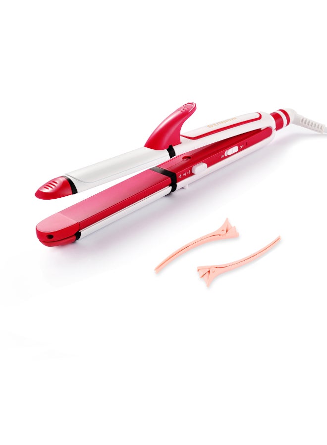 Sunhome 3-In-1 Hair Curler With Crimper And Straightener White/Red 350mm  - Image 2