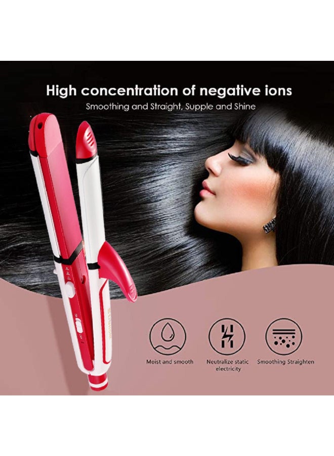 Sunhome - 3-In-1 Hair Curler With Crimper And Straightener White/Red 350mm - Image 1