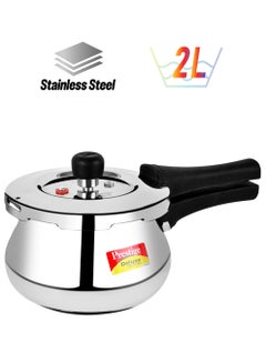 Prestige Deluxe Alpha Svachh Baby Handi Stainless Steel Pressure Cooker with Lid Black/Silver 2Liters  - Image 1