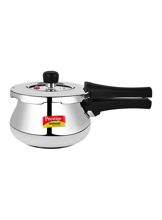 Prestige Deluxe Alpha Svachh Baby Handi Stainless Steel Pressure Cooker with Lid Black/Silver 2Liters - Image 2