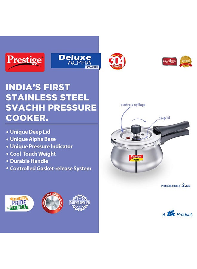 Prestige - Deluxe Alpha Svachh Stainless Steel Spillage Control Pressure Cooker Silver 3Liters - Image 1
