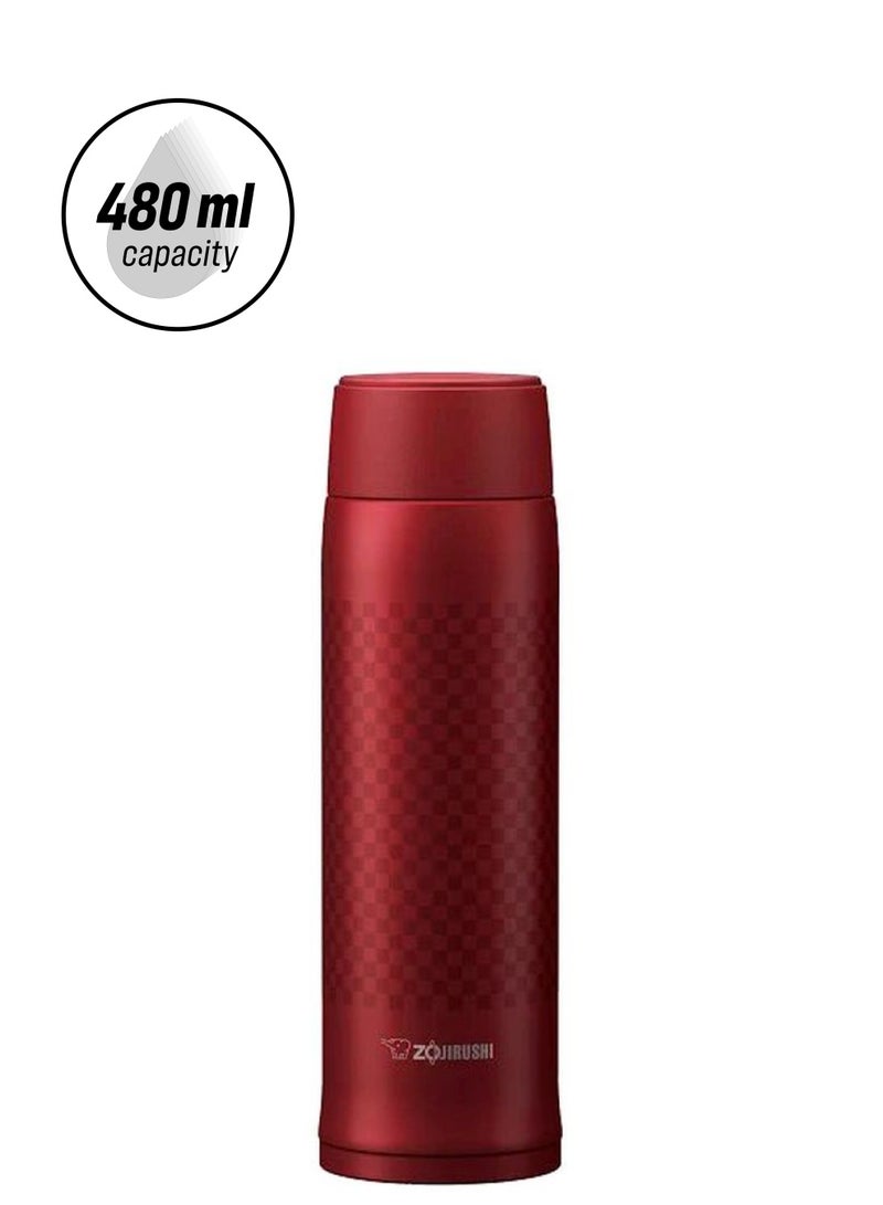 زوجيروشي ترمس معزول ومفرغ من الهواء مصنوع من الستانلس ستيل أحمر 21.5سم