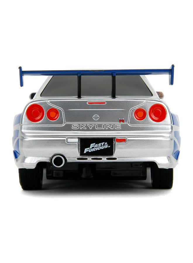 JADA Toys Fast & Furious 2002 Nissan GT-R R34 Remote Control Car RC with 2.4GHz, Toys for Kids and Adults (99371, 1:24, Silver) - Image 4