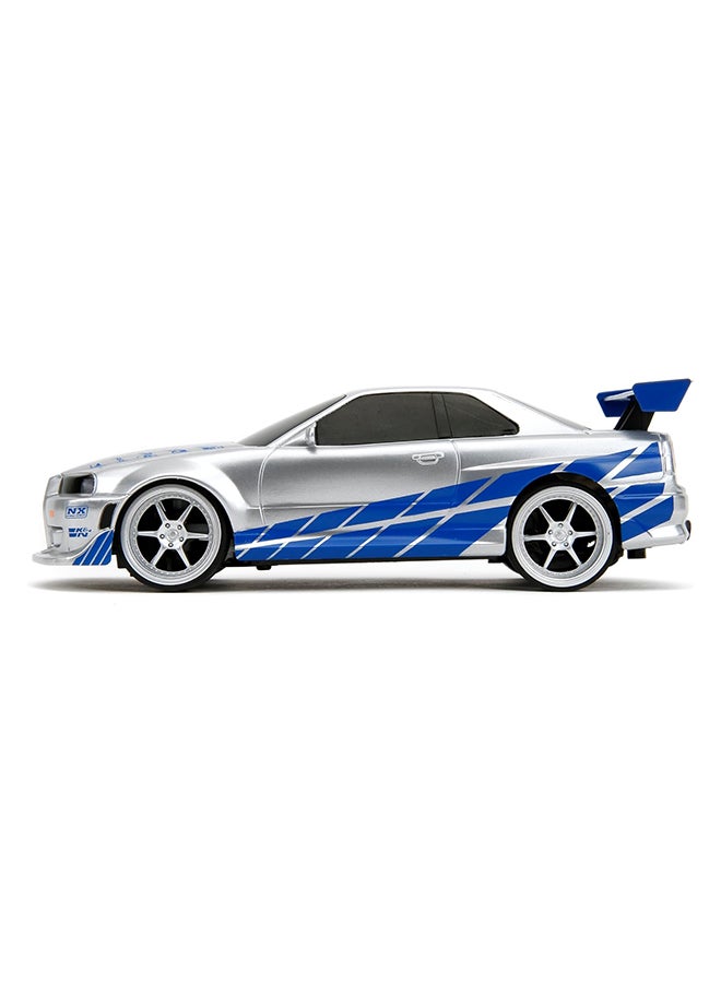 JADA Toys Fast & Furious 2002 Nissan GT-R R34 Remote Control Car RC with 2.4GHz, Toys for Kids and Adults (99371, 1:24, Silver) - Image 5