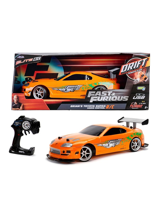 JADA Toys Fast And Furious Remote Control Brian's Toyota Car, Toys for Kids and Adults – 1:24 Scale, Orange - Image 1