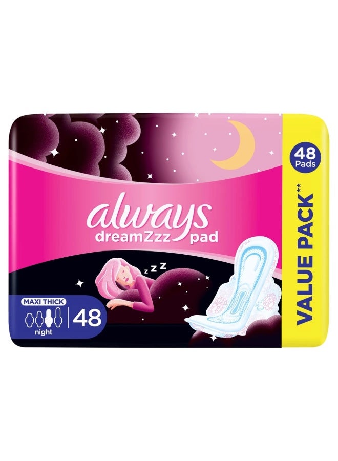 DreamZzz Cottony Soft Maxi Thick Night Sanitary Pads with Wings, 48 Pad - pnsku/N39910670A/45/_/1734582136/9319c975-59d5-4246-80f3-4856c123f600