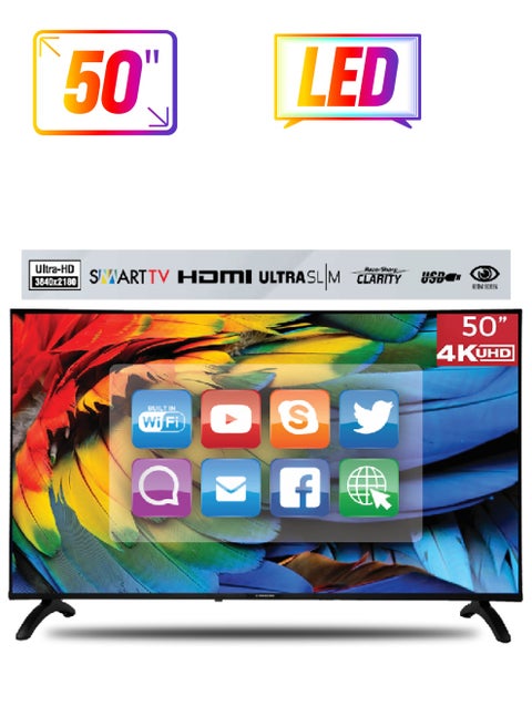50 Inch 4K UHD Smart LED TV | Android OS | Built-In Wi-Fi & DLNA | HDMI & USB Ports | Smart Apps including Twitter, Facebook, and Skype | Quad-Core Processor - TRO4K50SLED/TRO504KSLED2 Black