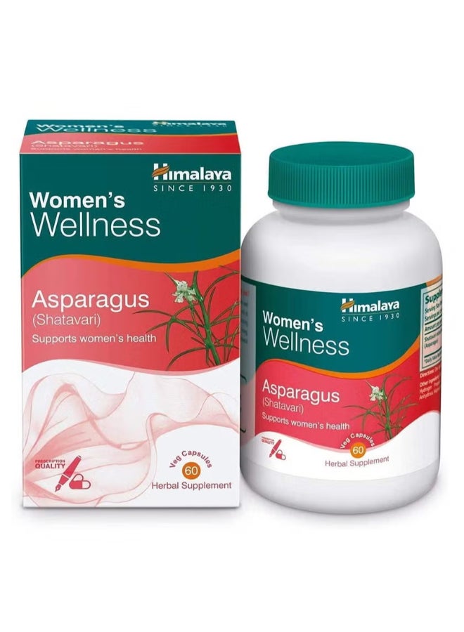 هيمالايا Herbals Asparagus (Shatavari)، يدعم صحة المرأة، ويعزز الرضاعة الصحية، 60 كبسولة نباتية عشبية - Image 1