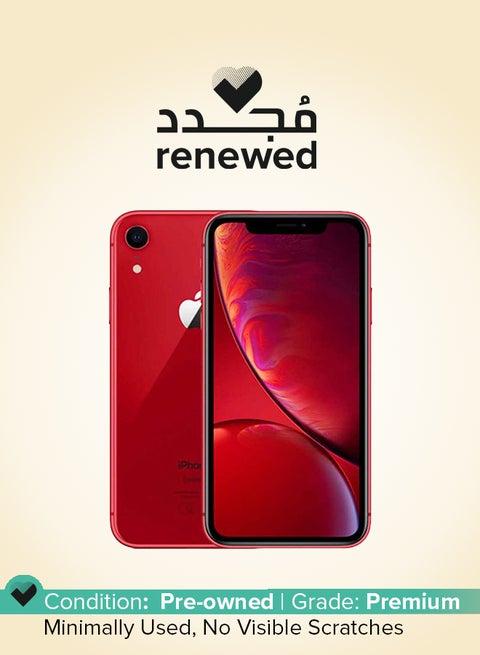 مُجدد - هاتف آيفون XR بذاكرة داخلية سعة 128 جيجابايت ويدعم تقنية 4G LTE مع تطبيق فيس تايم بلون أحمر