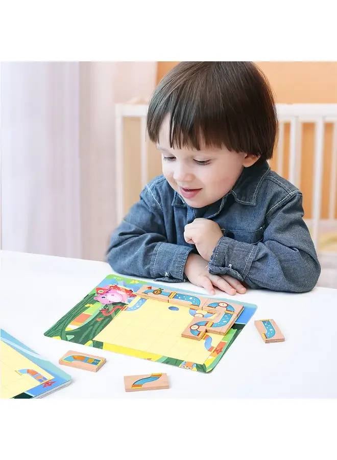 Happy Kids - Wooden Hippo Bathing Water Pipe Connection Jigsaw Puzzle Game - Image 1