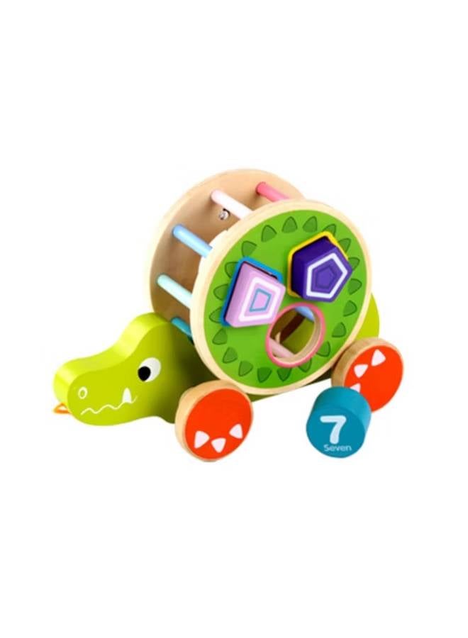 Happy Kids Wooden Animal Drag Block Car-Alligator Type  - Image 3