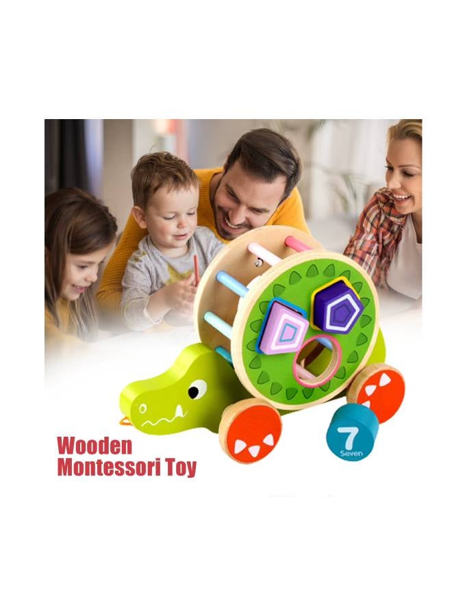 Happy Kids Wooden Animal Drag Block Car-Alligator Type  - Image 4