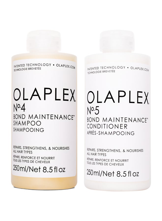Olaplex 2-Piece No.4 Bond Maintenance Shampoo And No.5 Conditioner Set White 250x2ml - Image 1