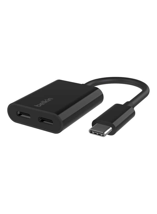 Belkin USB-C Splitter (Audio + Charge Adapter) USB-C Headphone Adapter, USB-C PD Fast Charging Black - Image 2