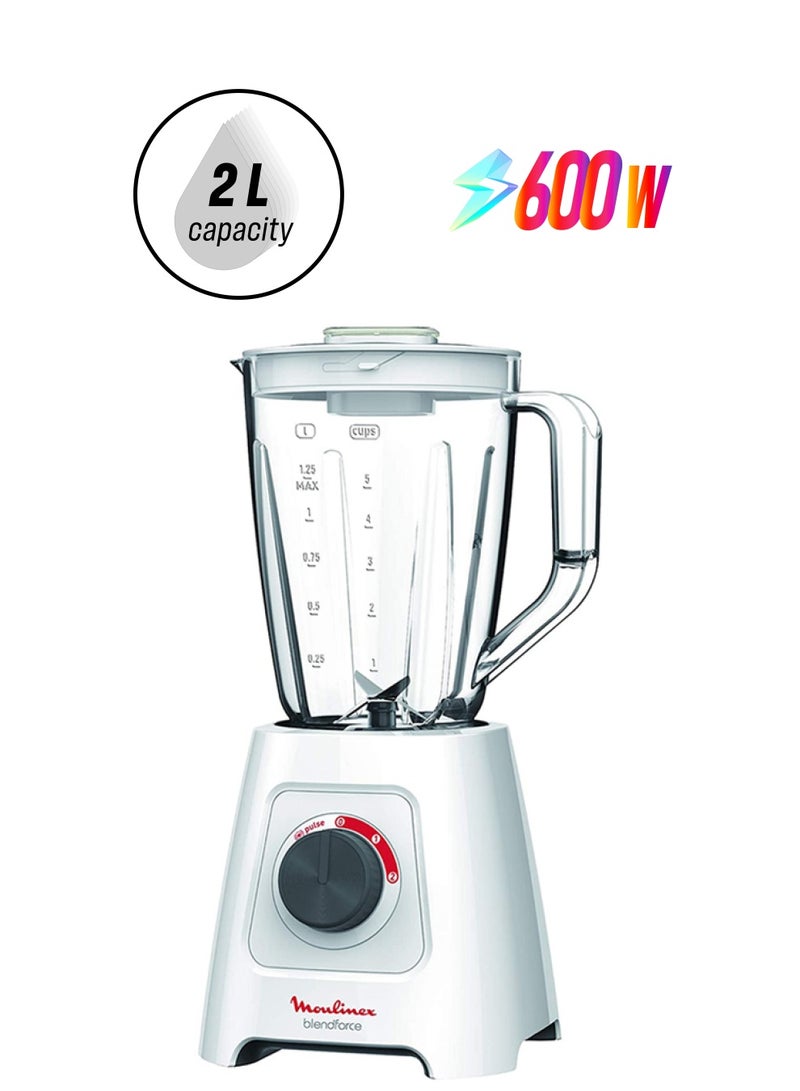 Moulinex - BlendForce 2 Blender With 4 Blades 2 L 600 W LM423127 White / Gray / Red - Image 1