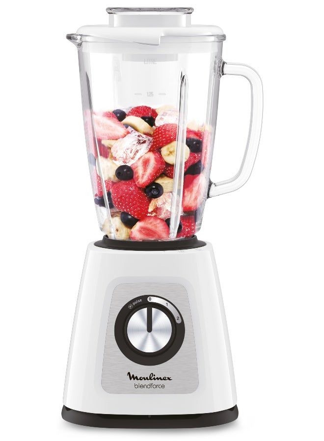 مولينكس خلاط بليند فورس إبريق زجاجي بسعة كبيرة، مريح، صحي، سعة 1.75 لترًا وقوة 700.0 وات LM435127 الأبيض/الشفاف 1.75 L 700 W LM435127 أبيض/ شفاف - Image 1