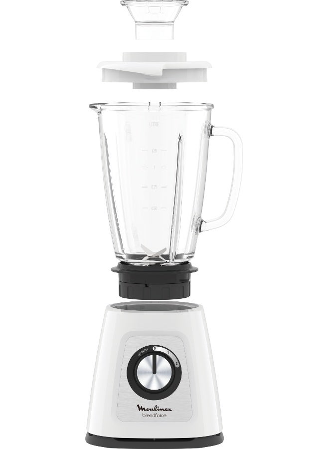 مولينكس خلاط بليند فورس إبريق زجاجي بسعة كبيرة، مريح، صحي، سعة 1.75 لترًا وقوة 700.0 وات LM435127 الأبيض/الشفاف 1.75 L 700 W LM435127 أبيض/ شفاف - Image 3