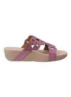Elora Crystal Detail Wedge Heeled Sandals Heather Pink
