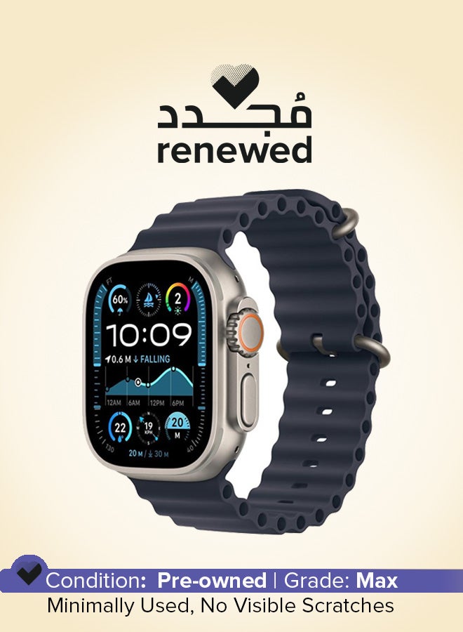 Apple Renewed - Watch Ultra GPS + Cellular 49mm Smartwatch With Natural Rugged Titanium Case & Navy Ocean Band Natural Titanium Case - Image 1