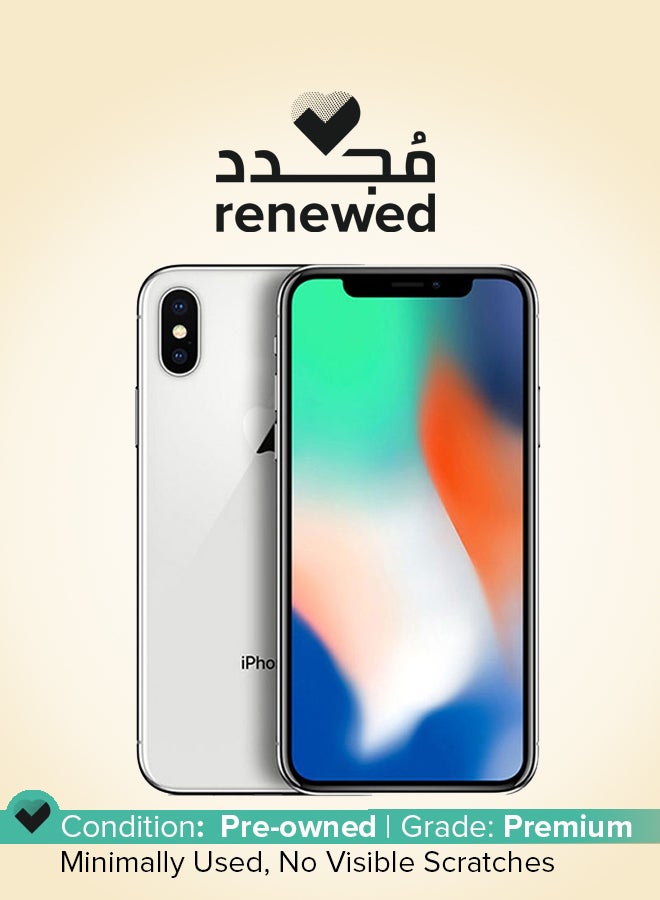 ابل  آيفون X من دون تطبيق فيس تايم بذاكرة سعة 256 جيجابايت ويدعم تقنية 4G LTE، لون فضي - منتج مُجدد - Image 1