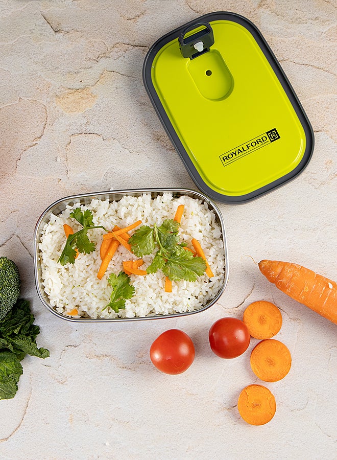 Royalford - Stainless Steel Food Container Green Lid/Silver Base 350ml - Image 1