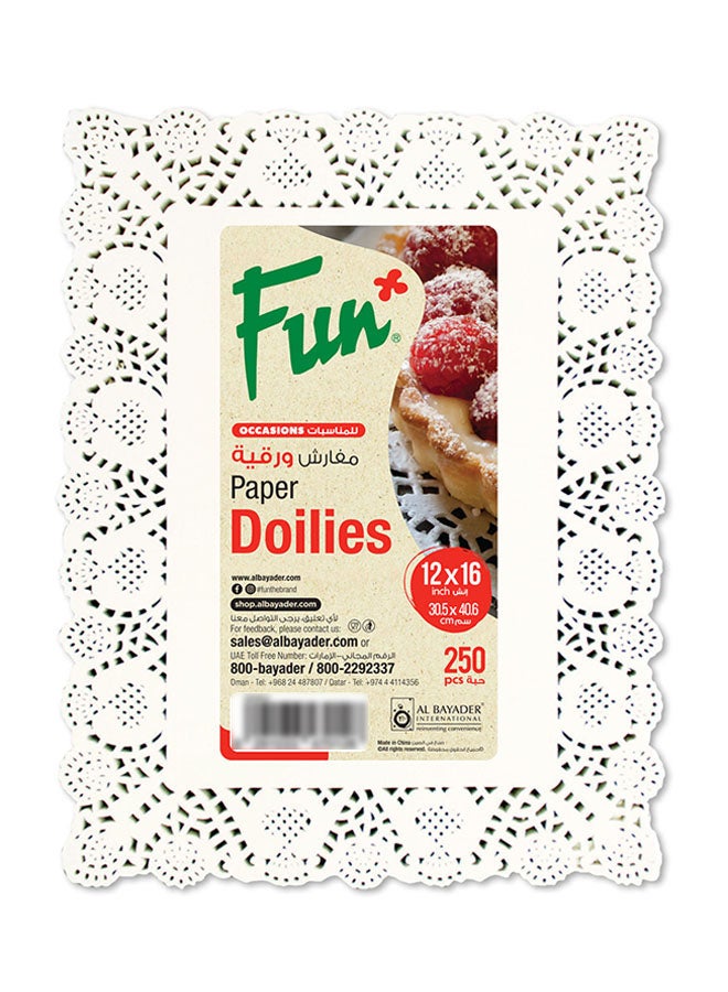 Fun 250-Piece Festive Doily Set White 12x16inch 