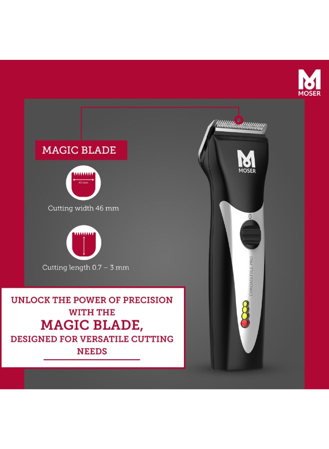 MOSER - Chromstyle Professional Cordless Hair Clipper (Made In Germany) | 90 Min Operation And 60Min Quick Charge | Adjustable Cutting Length | Quick Change Blade (1871-0181) Black - Image 1
