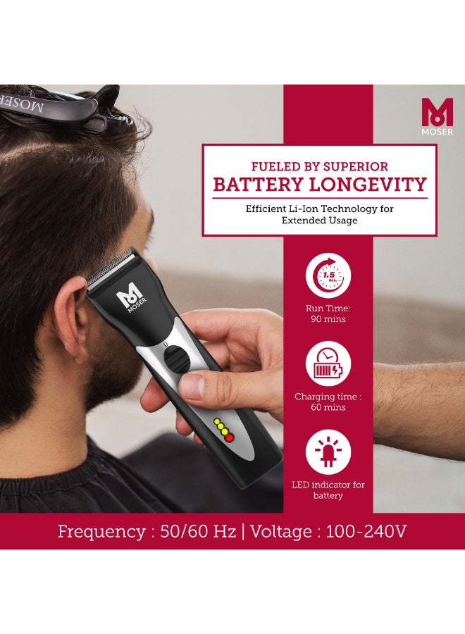 MOSER - Chromstyle Professional Cordless Hair Clipper (Made In Germany) | 90 Min Operation And 60Min Quick Charge | Adjustable Cutting Length | Quick Change Blade (1871-0181) Black - Image 1