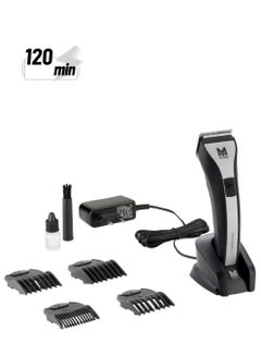 Chrom2Style Professional Cordless Hair Clipper For Men (Made In Germany) | Diamond Blade With Quick Change System | 120 Min Run Time And 6 Attachment Combs (1877-0150) Black/Silver