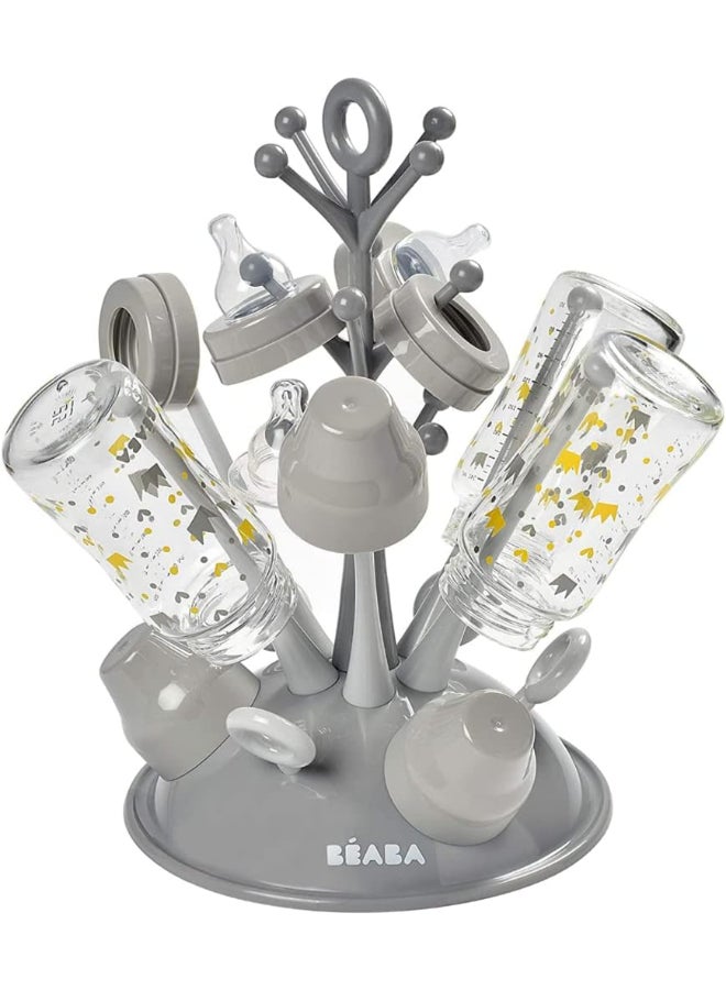 BEABA - Beabadish Drainer For Baby Bottles Allows You To Dry 6 Baby Bottles And Bottle Accessories Removable Drip Water Drip Tray Practical And Well Thought Out - Grey - Image 1