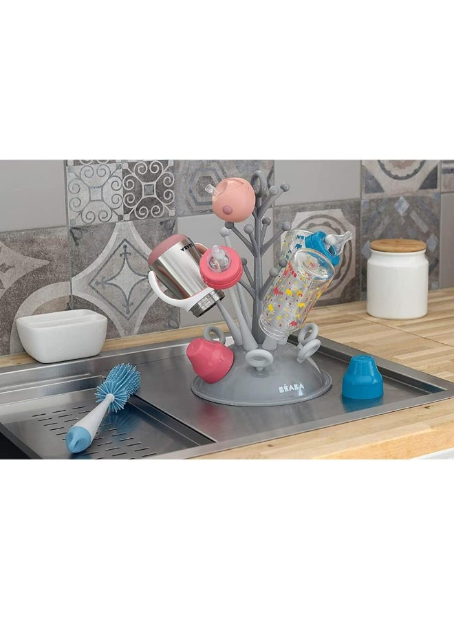 BEABA - Beabadish Drainer For Baby Bottles Allows You To Dry 6 Baby Bottles And Bottle Accessories Removable Drip Water Drip Tray Practical And Well Thought Out - Grey - Image 1