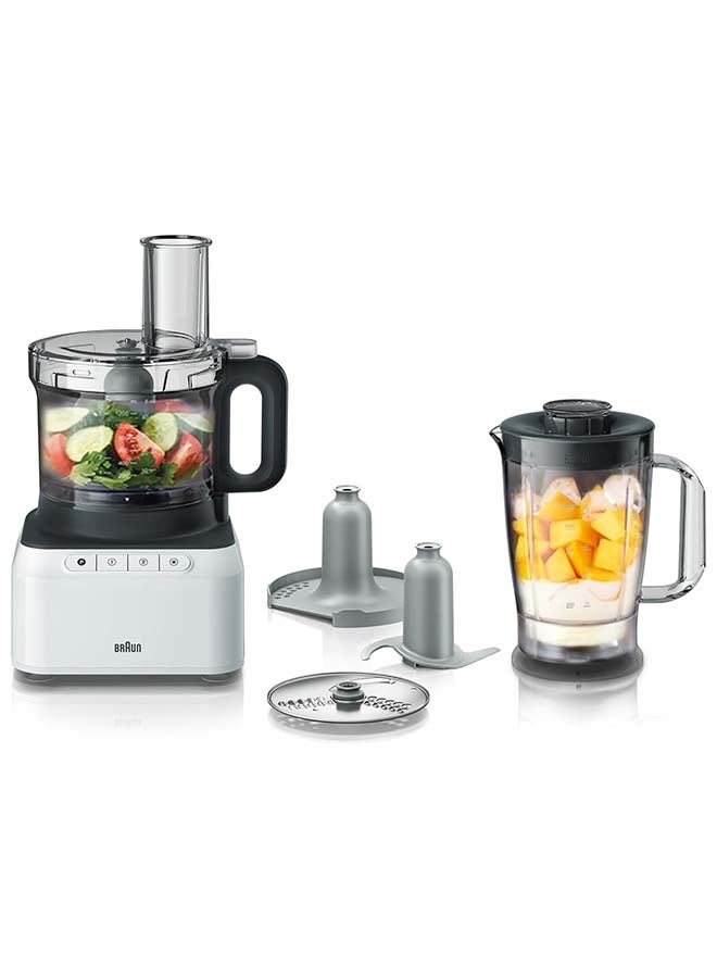 BRAUN Food Processor, 1.2L Blender, 2.1L Bowl Capacity, 2 Speeds, Pulse Function, Slicing and Grating disc, Dough, 2.1 L 800 W FP3131WH White/Grey/Black 2.1 L 800 W FP3131WH White/Grey/Black - Image 2