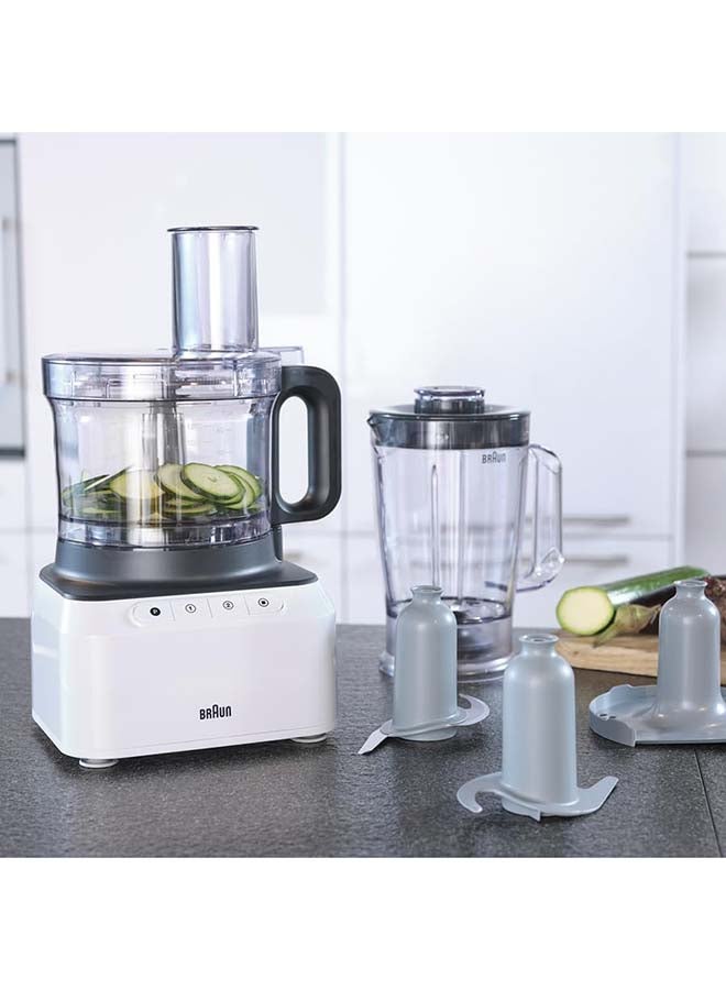 BRAUN Food Processor, 1.2L Blender, 2.1L Bowl Capacity, 2 Speeds, Pulse Function, Slicing and Grating disc, Dough, 2.1 L 800 W FP3131WH White/Grey/Black 2.1 L 800 W FP3131WH White/Grey/Black - Image 5