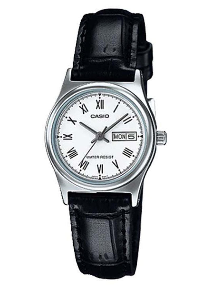 كاسيو ساعة يد بعقارب وسوار من الجلد طراز LTP-V006L-7BUDF - 26 مم - لون أسود للنساء - Image 1