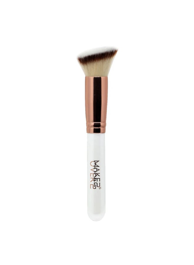 MAKE OVER 22 Angled Face Makeup Brush White/Rose Gold/Beige