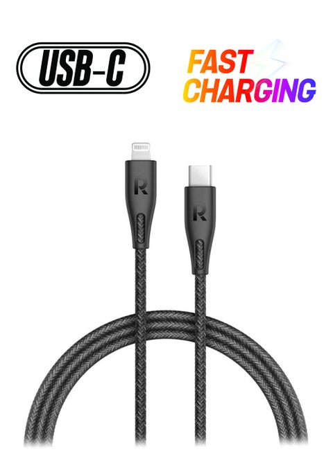 Type-C To Lightning Data Sync Charging Cable Black