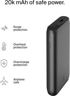 belkin BoostCharge USB C Power Bank 20000mAh - 30W PD Fast Charger w/USB-C And USB Ports, Chargers For Macbook Pro/iPad Pro 11/12.9 Inch/ iPhone 15/ 14 Or Older, Google, Samsung, Huawei Black  - Image 3