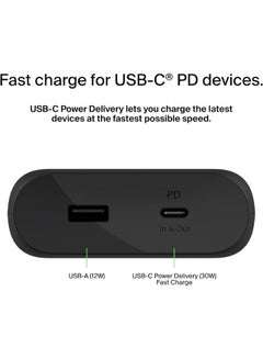 belkin BoostCharge USB C Power Bank 20000mAh - 30W PD Fast Charger w/USB-C And USB Ports, Chargers For Macbook Pro/iPad Pro 11/12.9 Inch/ iPhone 15/ 14 Or Older, Google, Samsung, Huawei Black  - Image 2